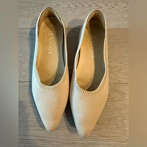 Vivaia Pointed-Toe Ballet Flats Slip On Classic Aria Almond Beige Neutral 38